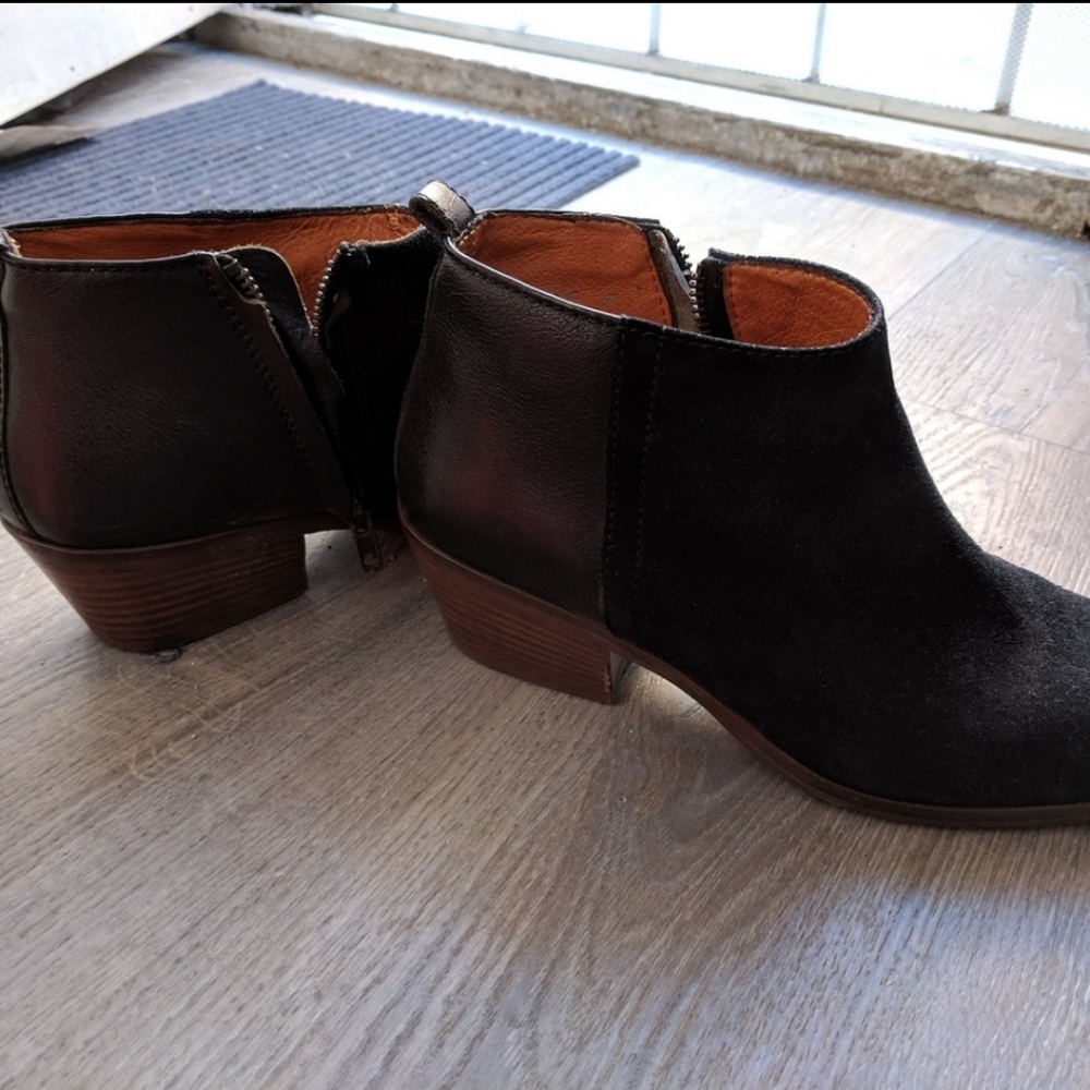 Leather and suede ankle boots